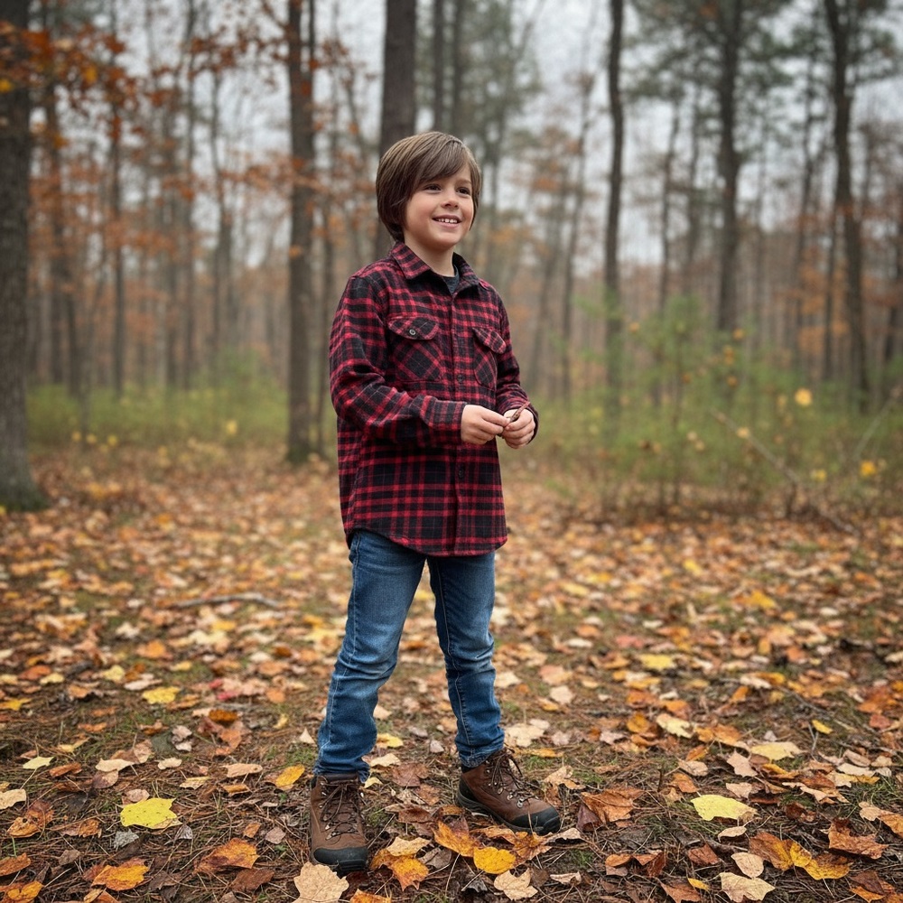 Cabin Fever Youths Red and Black Plaid Flannel  Shirt Large 14